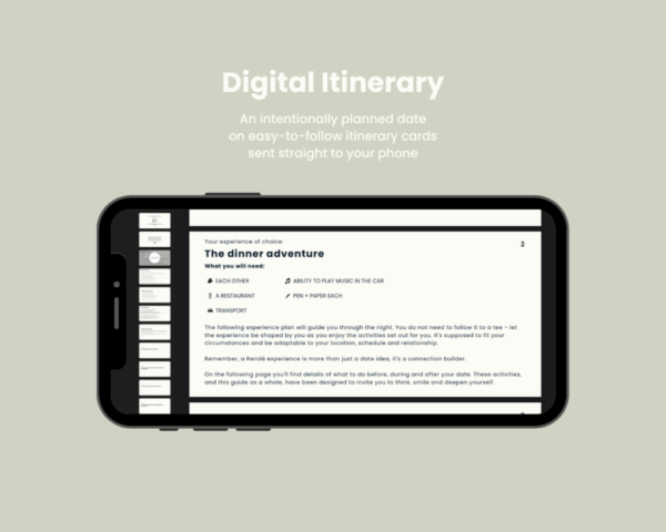 Image of the Digital Itinerary for The Dinner Adventure 2 - Rendé - conversation starters and date ideas